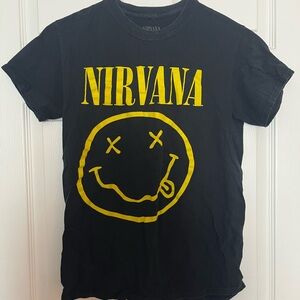 NIRVANA Black Tee with Bold Yellow Graphic